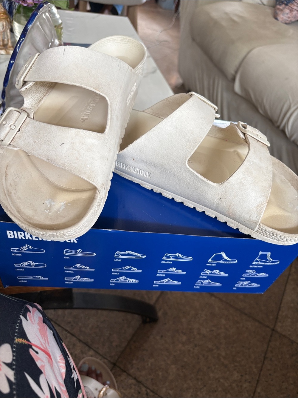 Birkenstock Kids Cream Arizona Two-Strap Sandals